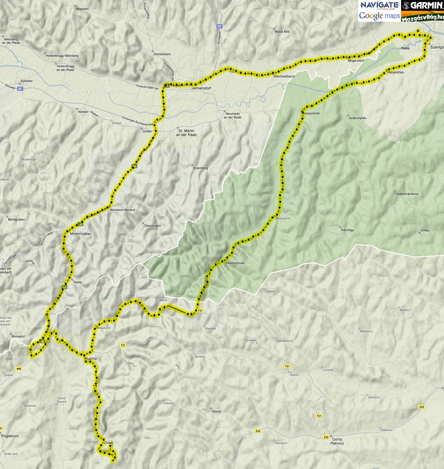 Kerékpártúra térkép