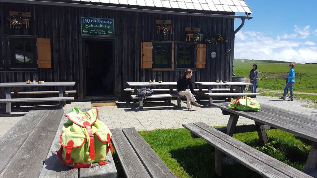 Hangulatos hütte az alpesi mező közepén