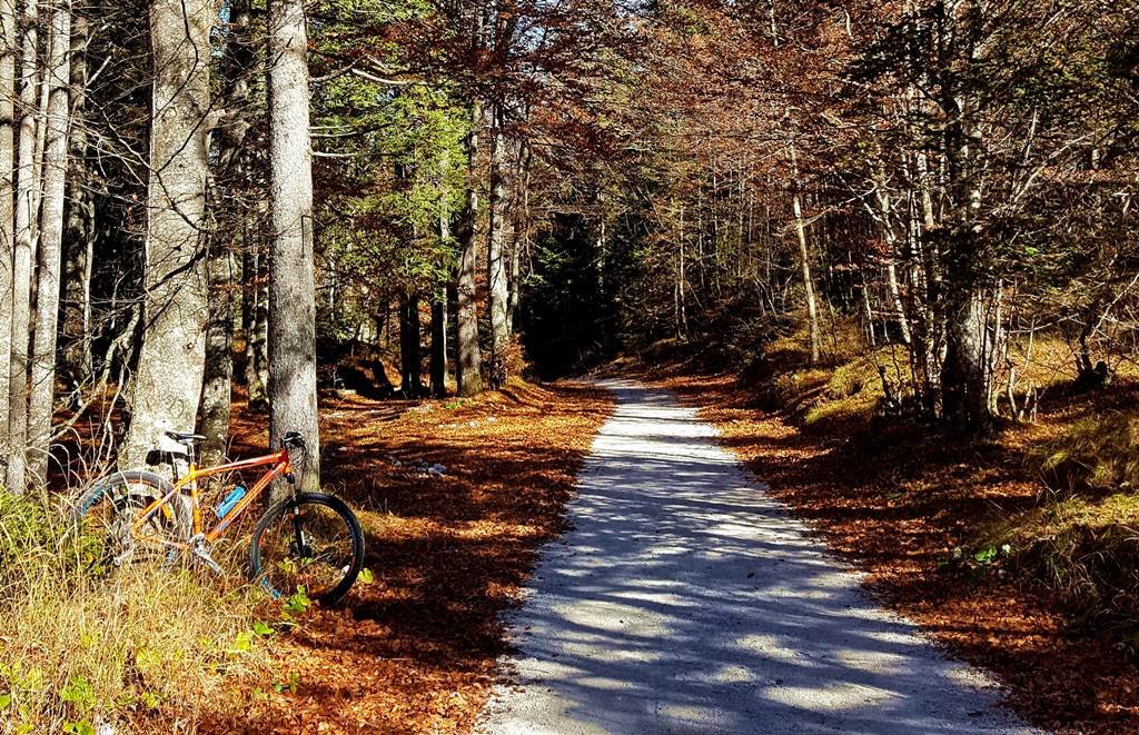 A nordic centert elhagyva kavicsos úton tekerünk tovább a völgy végéig.