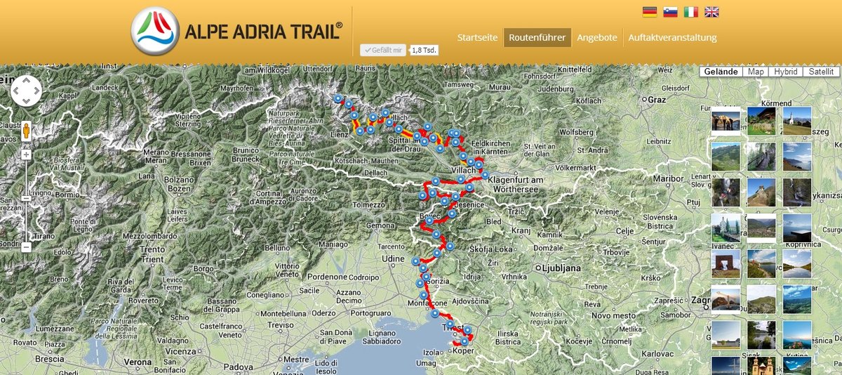 A teljes 750 km-nyi szakasz térképe