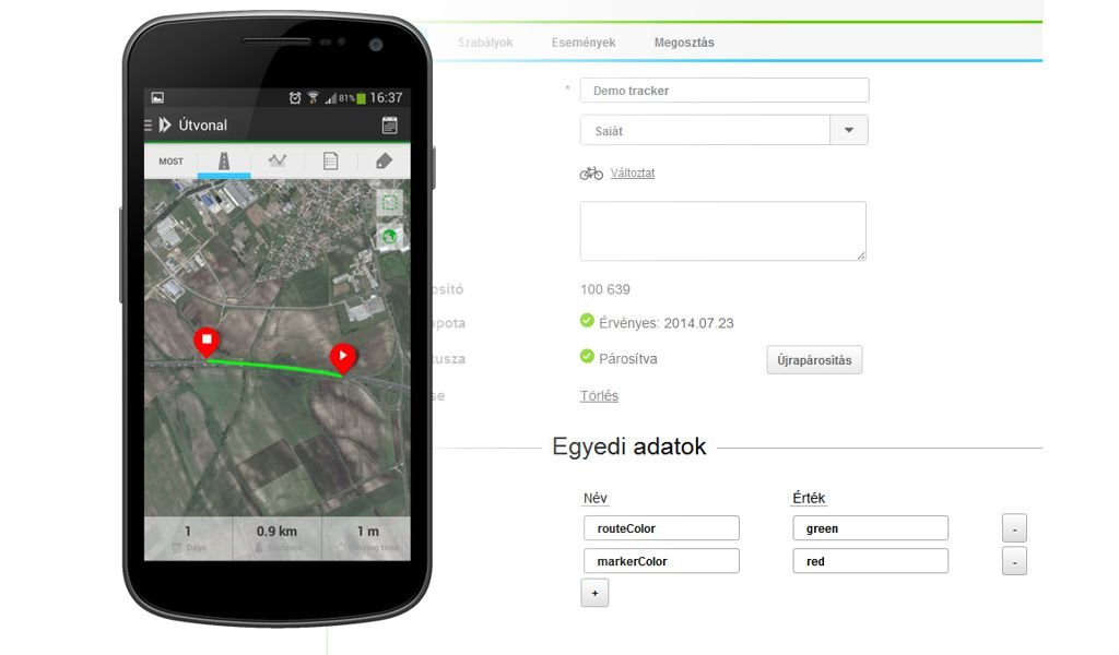 Android app Forrás: IneTrack