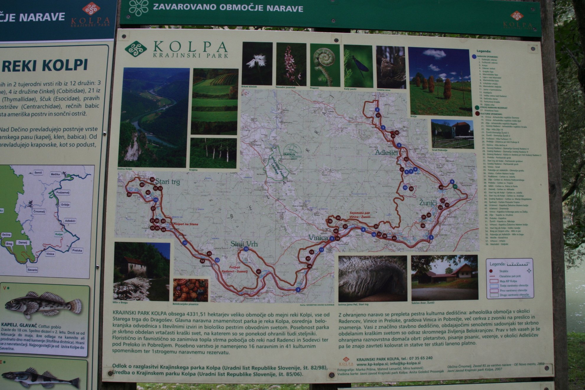 A Kolpa folyó egy szakaszának túratérképe.