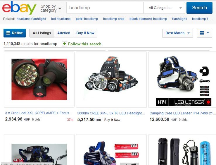 ebay Forrás: ebay.com