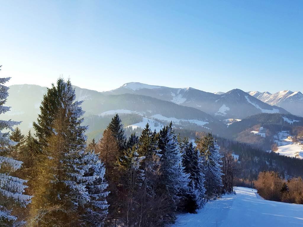 Délutáni fények és kilátás a felvonóról Cerknon