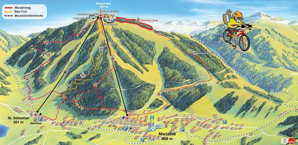 A Mariazeller Bürgeralpe Bike Park térképe