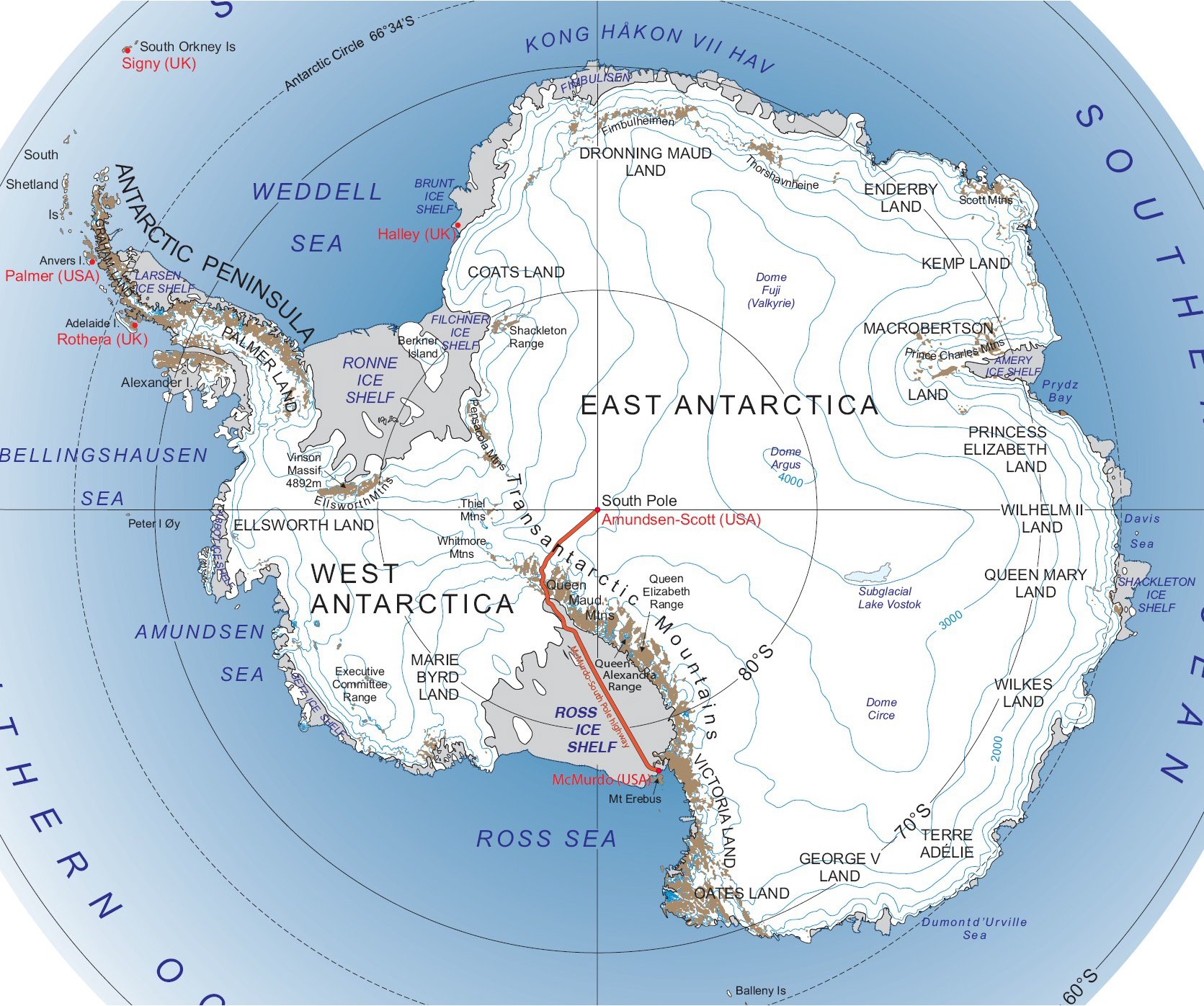 A Déli-sark - McMurdo jégút nyomvonala Forrás: Wikipédia