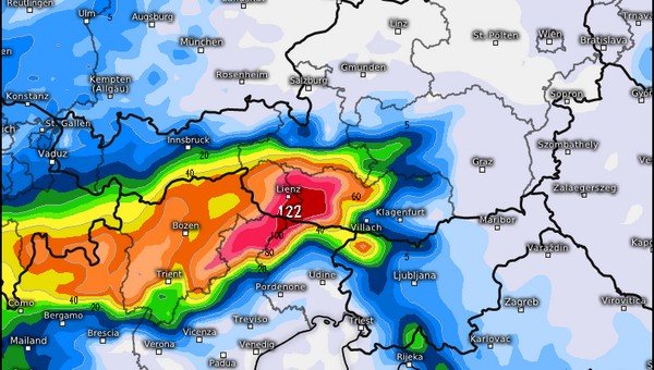 Lienz környékén másfél méter friss hó hullhat Forrás: Kachelmannwetter.de