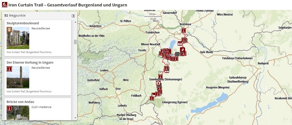 A Vasfüggöny kerékpárút burgenlandi szakasza Forrás: www.regio.outdooractive.com