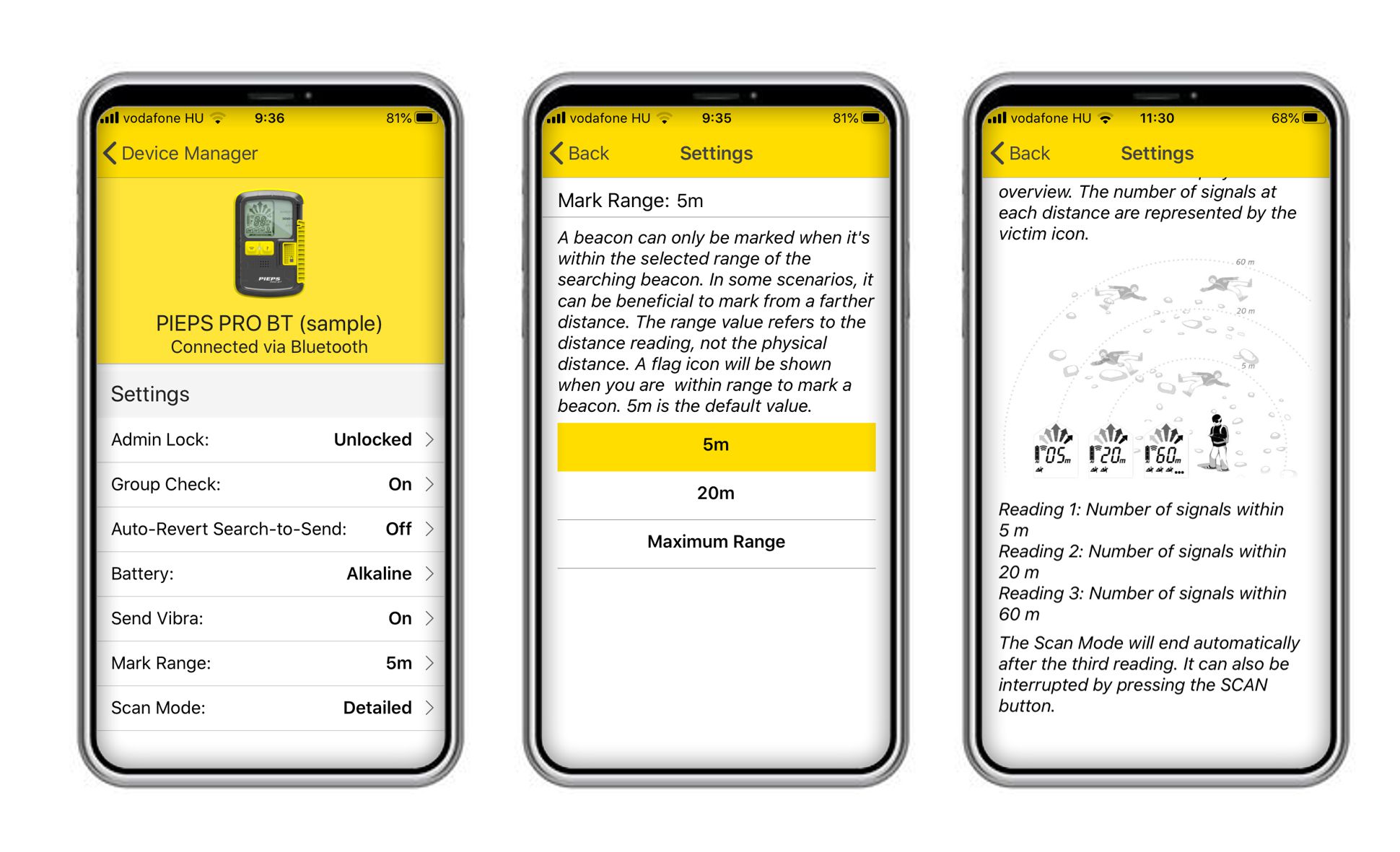 Pieps Pro BT - okostelefonos app Forrás: Mozgásvilág