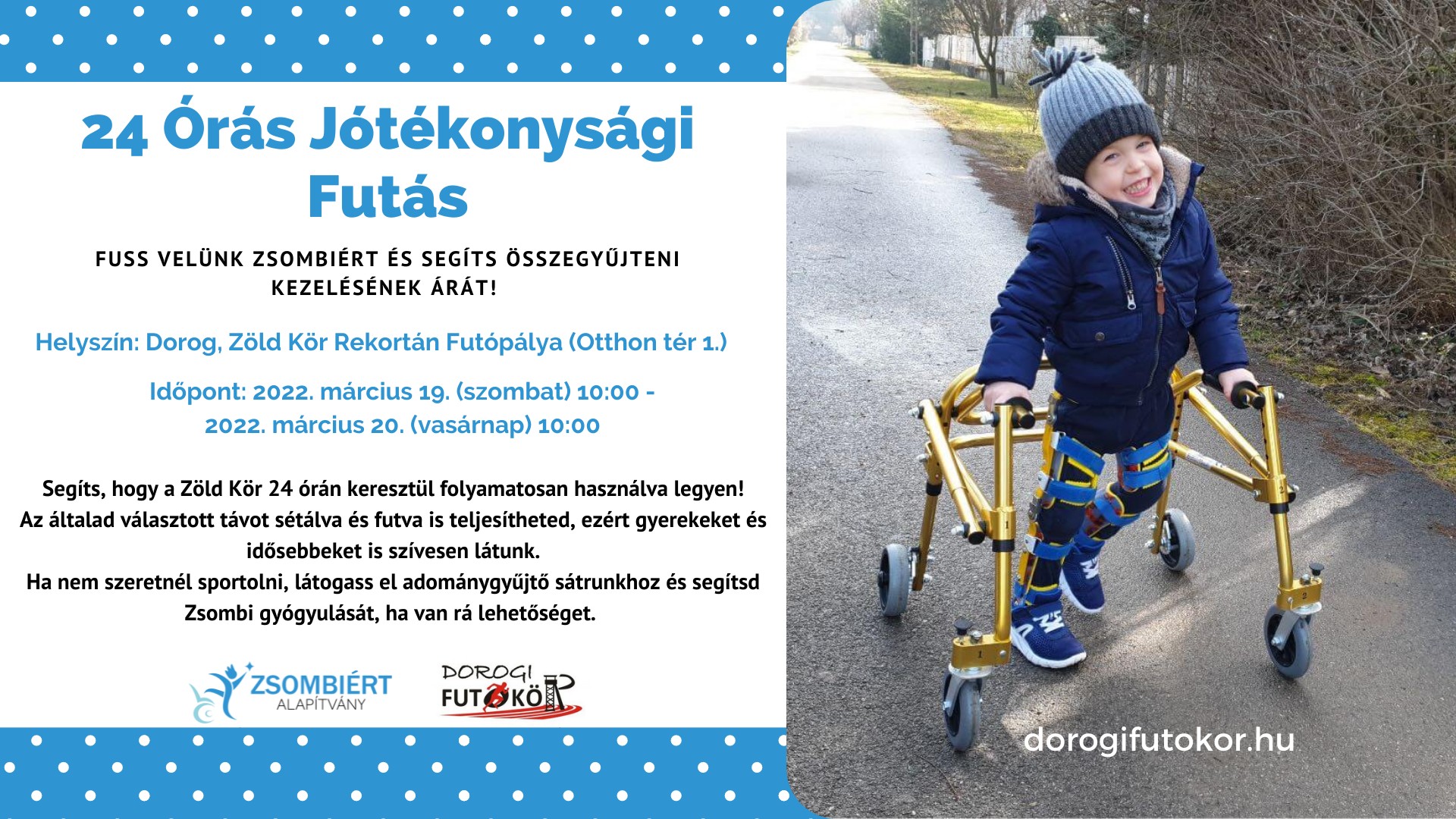 24 Órás Jótékonysági Futás - Segítsünk együtt Zsombinak!