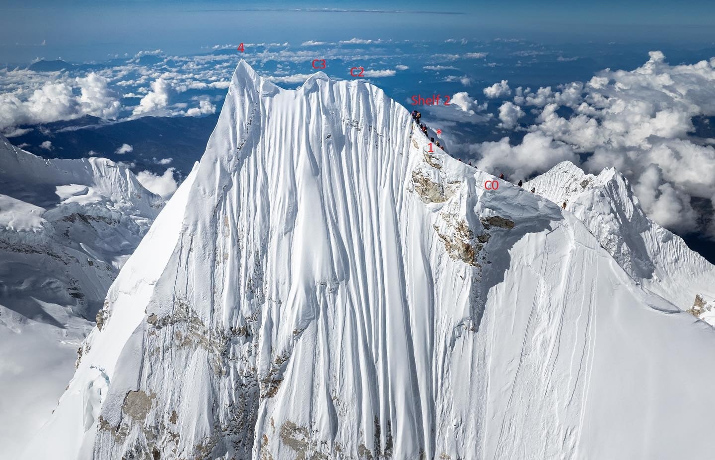 Manaslu summit and foresummit.