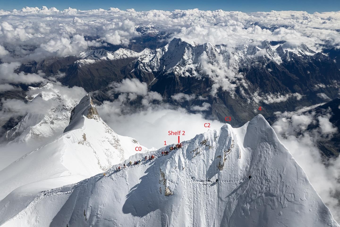 various points along the Manaslu summit ridge